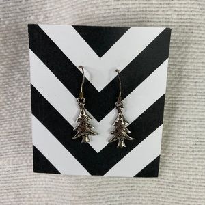 Handmade Silver Christmas Tree Pierced Earrings